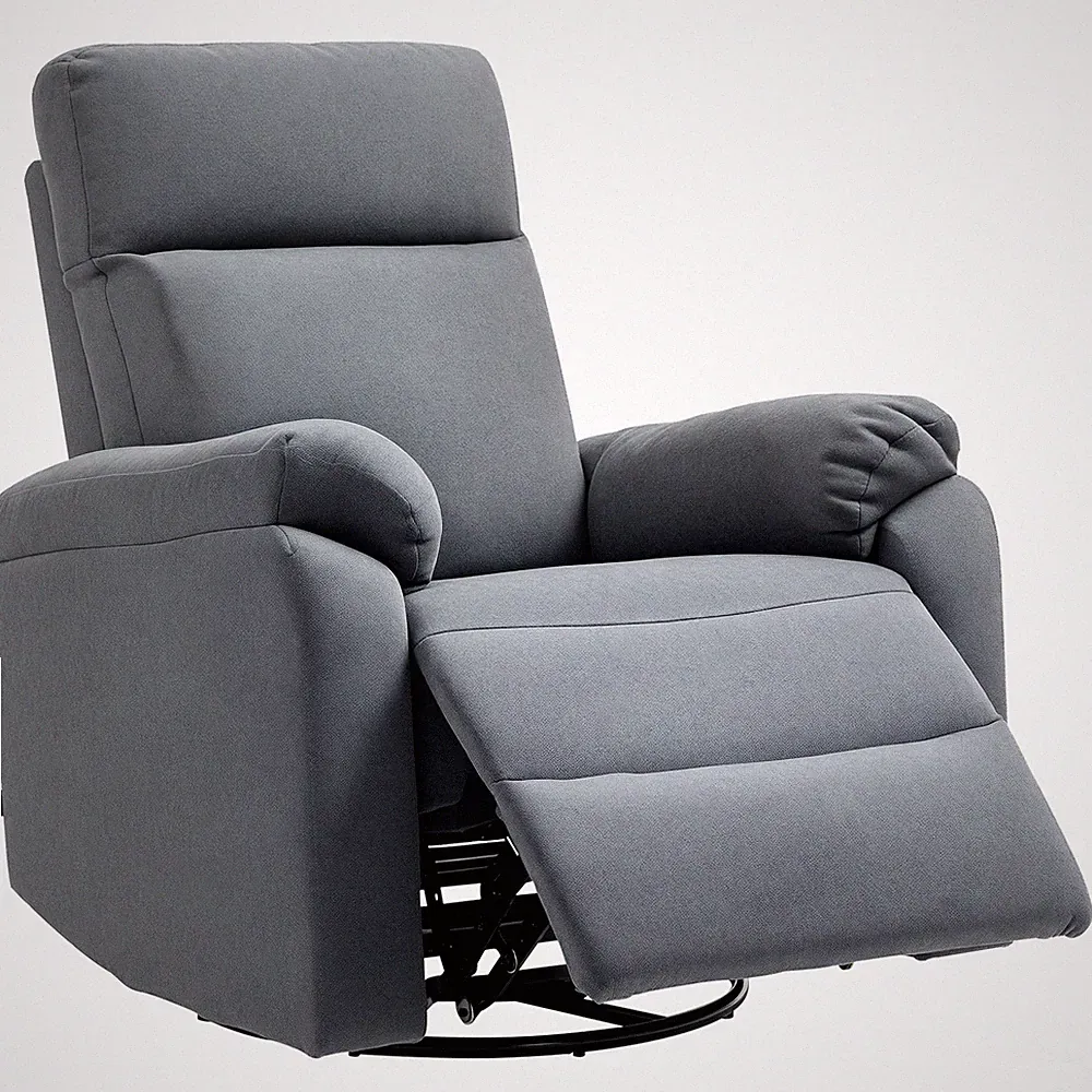 HOMCOM Wide Swivel Rocker Recliner, Overstuffed Reclining Sofa, Gray