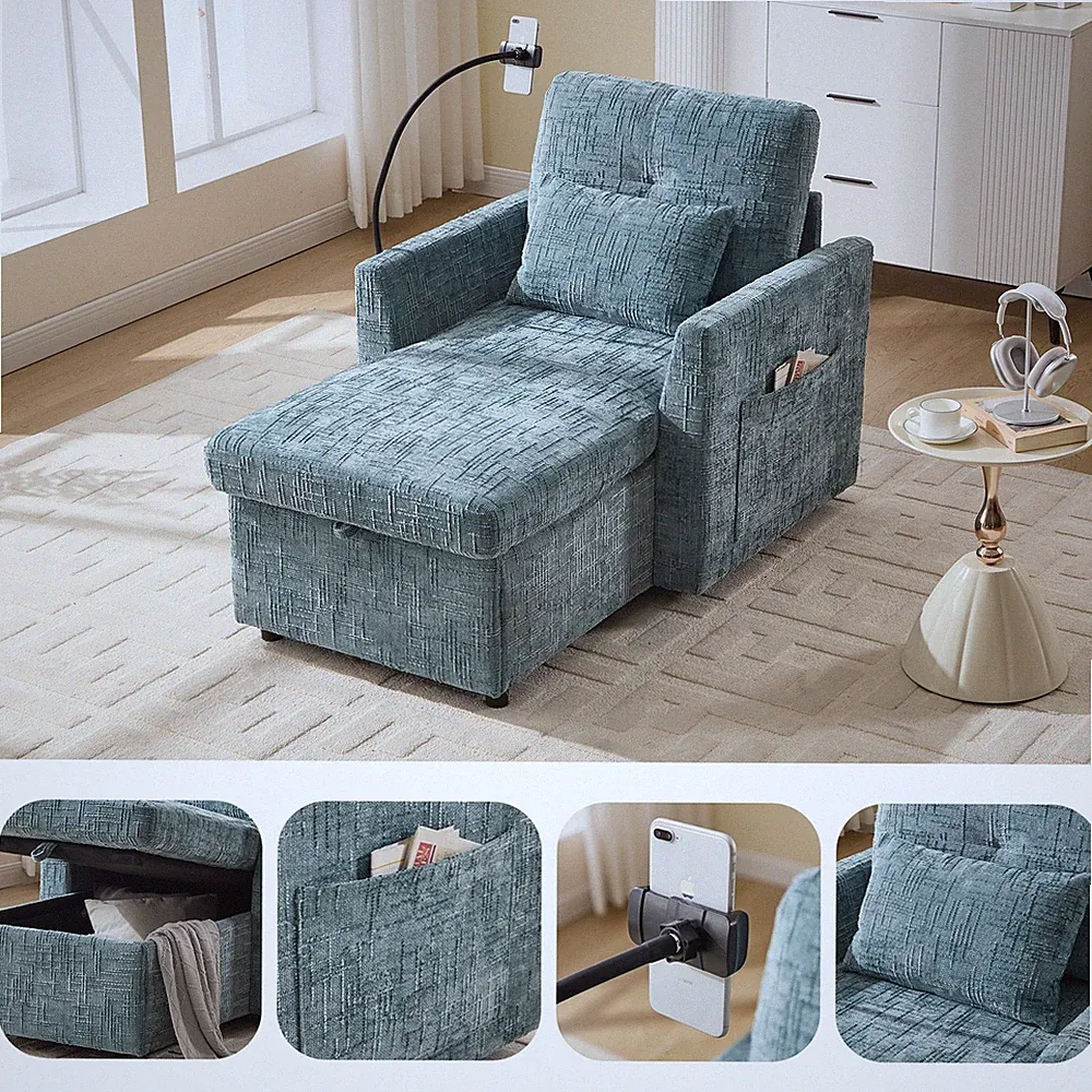 Multifunctional lazy person sofa recliner can be stored storage backrest with